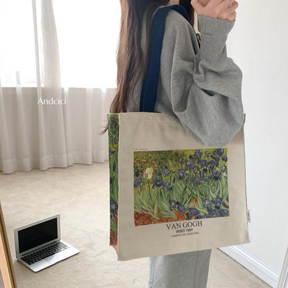 Vincent Van Gogh Irises, 1889 Canvas Tote Bag with Zip - Andcici