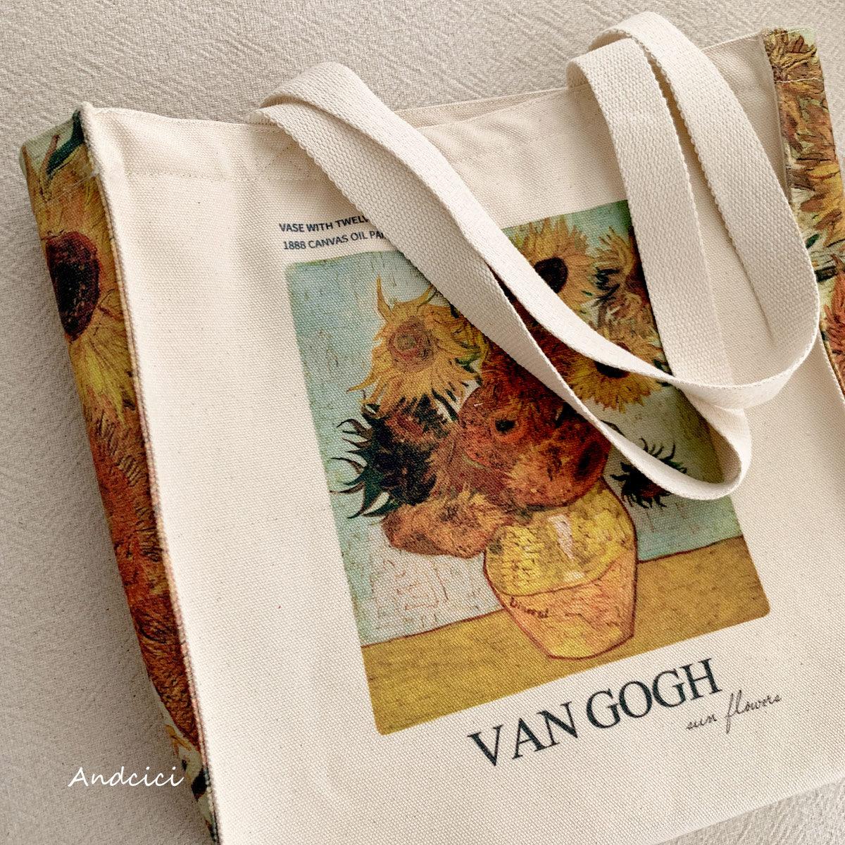 Vincent Van Gogh Sunflowers, 1888 Canvas Tote Bag with Zip - Andcici