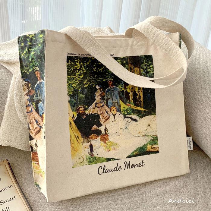 Claude Monet Luncheon on the Grass, 1866 Canvas Tote Bag with Zip - Andcici