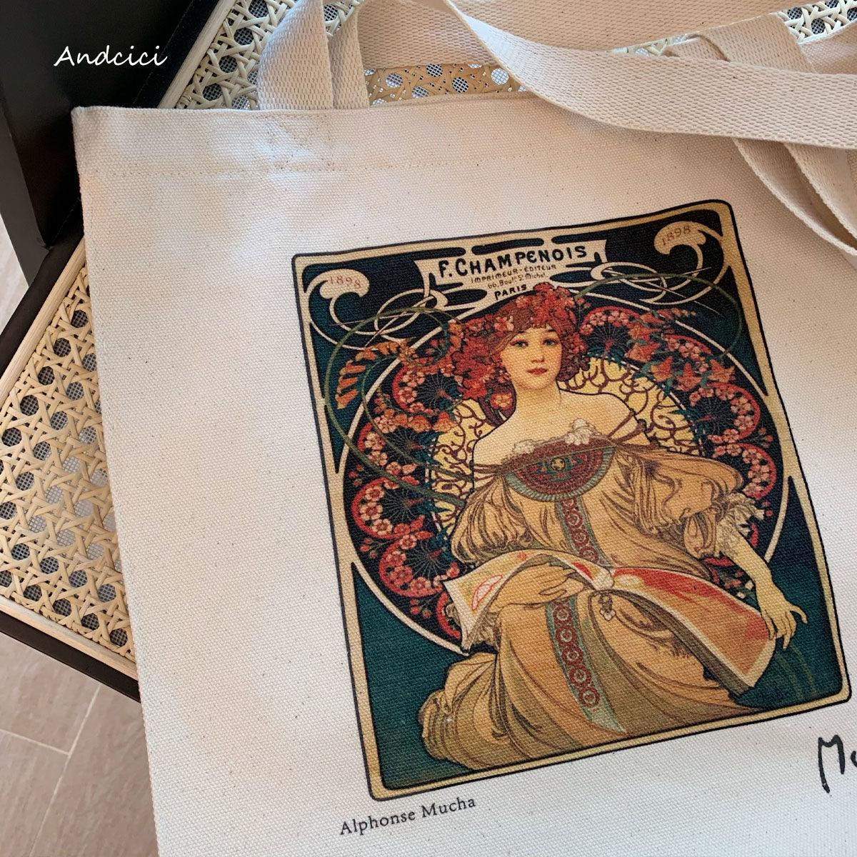 Alphonse Mucha F. Champenois, 1898 Canvas Tote Bag with Zip - Andcici