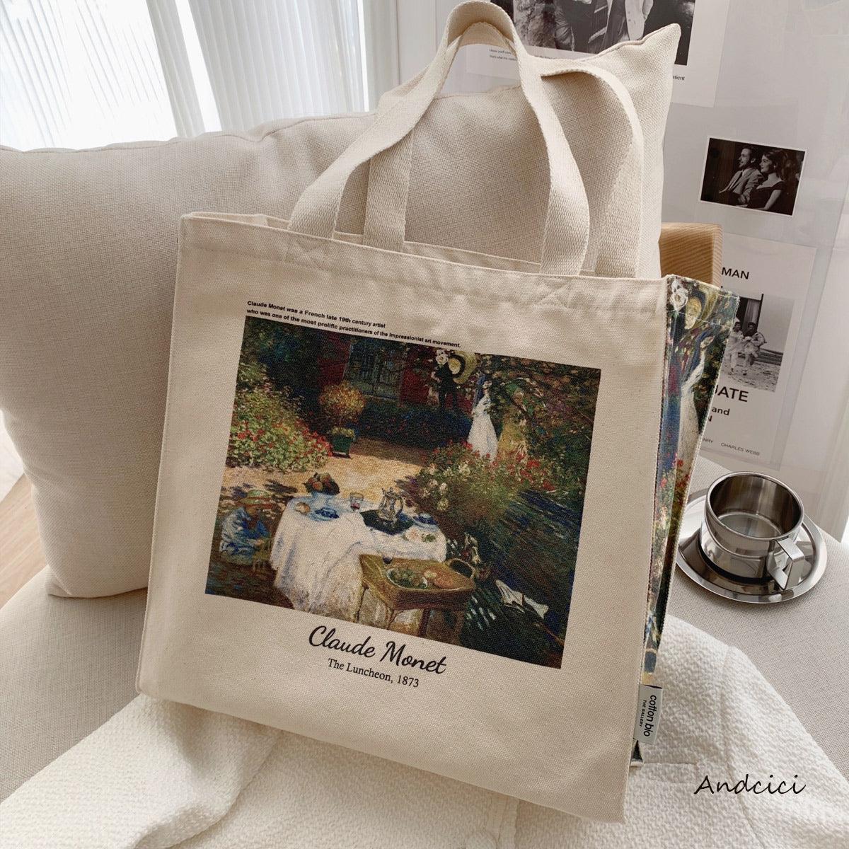 Claude Monet The Luncheon, 1873 Canvas Tote Bag with Zip - Andcici