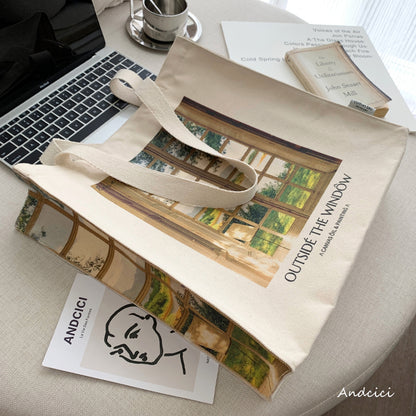 Outside The Window Canvas Tote Bag with Zip