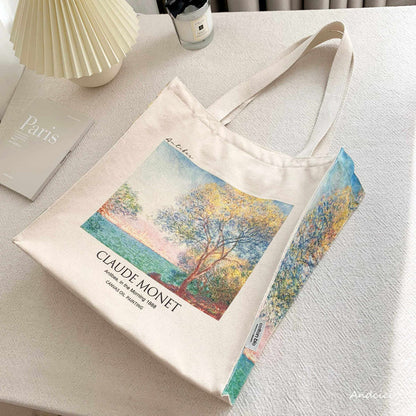 Claude Monet Antibes in the Morning, 1888 Canvas Tote Bag with Zip