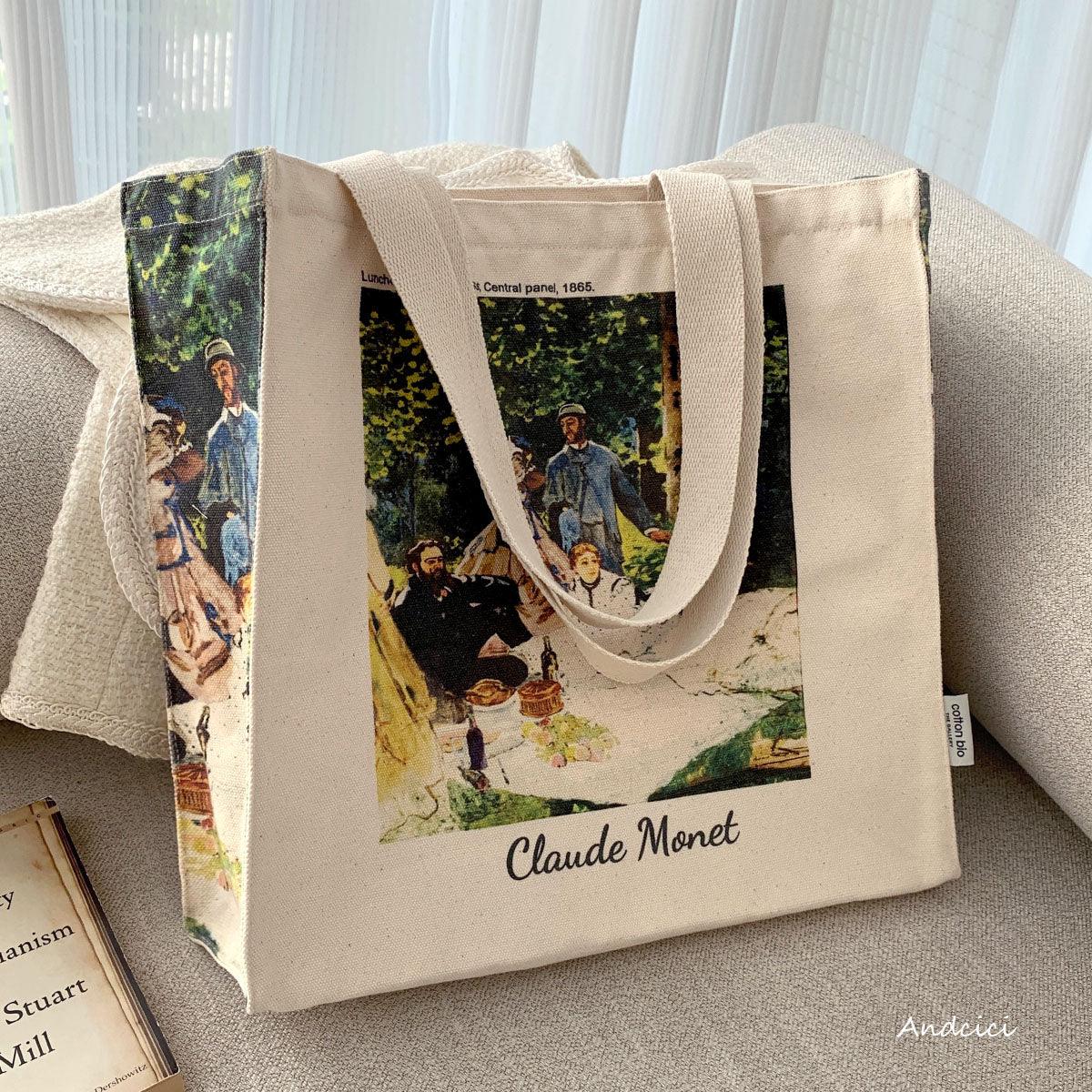 Claude Monet Luncheon on the Grass, 1866 Canvas Tote Bag with Zip - Andcici