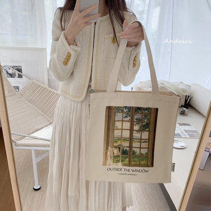 Outside The Window Canvas Tote Bag with Zip