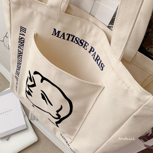 Henri Matisse Nadia au cheveux lisse, 1948 Canvas Tote Bag with Zip - Andcici