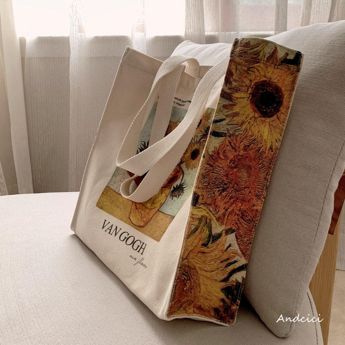 Vincent Van Gogh Sunflowers, 1888 Canvas Tote Bag with Zip - Andcici