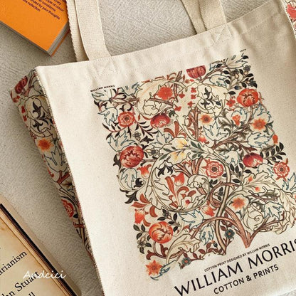 William Morris Pink & Rose, 1890 Canvas Tote Bag with Zip - Andcici