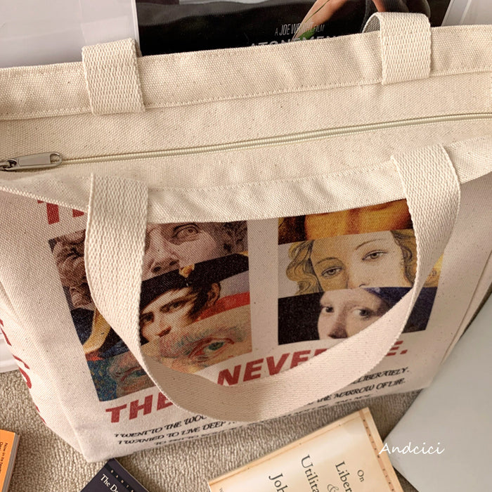 Eyes Never Lie Canvas Tote Bag with Zip