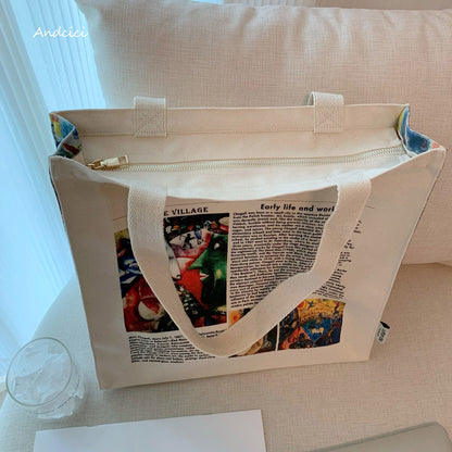 Tribute to Marc Chagall Canvas Tote Bag with Zip