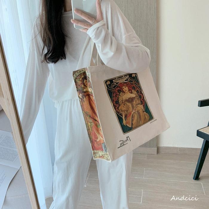 Alphonse Mucha F. Champenois, 1898 Canvas Tote Bag with Zip - Andcici