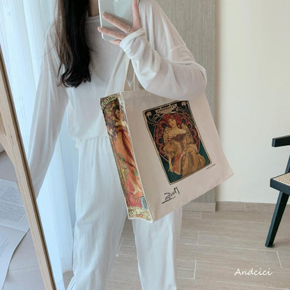 Alphonse Mucha F. Champenois, 1898 Canvas Tote Bag with Zip - Andcici