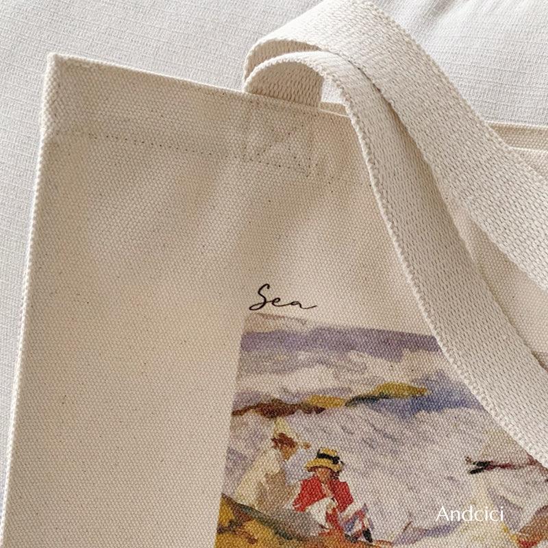 Joaquin Sorolla "The Beach at Biarrtitz, 1906" Canvas Tote Bag with Zip - Andcici