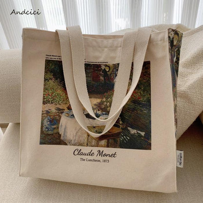 Claude Monet The Luncheon, 1873 Canvas Tote Bag with Zip - Andcici