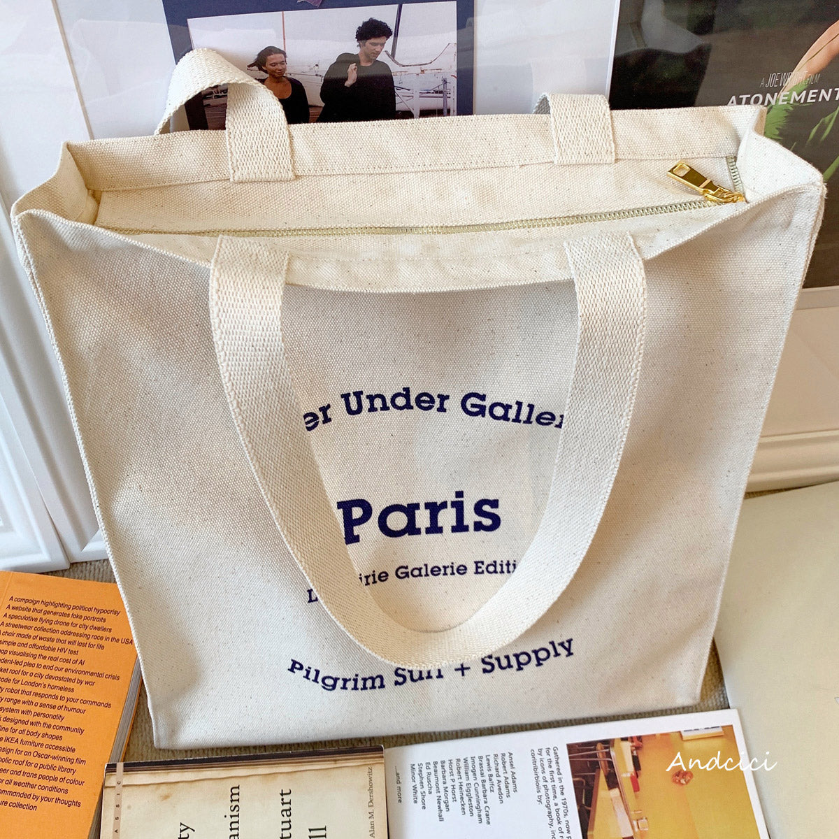 Passe Avant Minuit Canvas Tote Bag with Zip