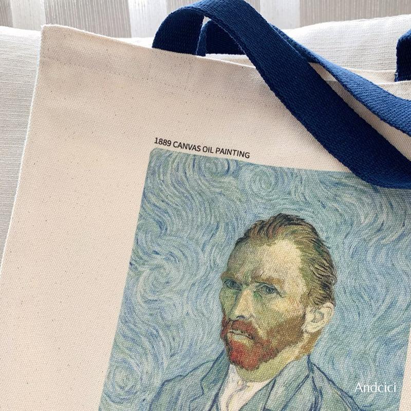 Vincent Van Gogh Self Portrait,  1889 Canvas Tote Bag with Zip - Andcici