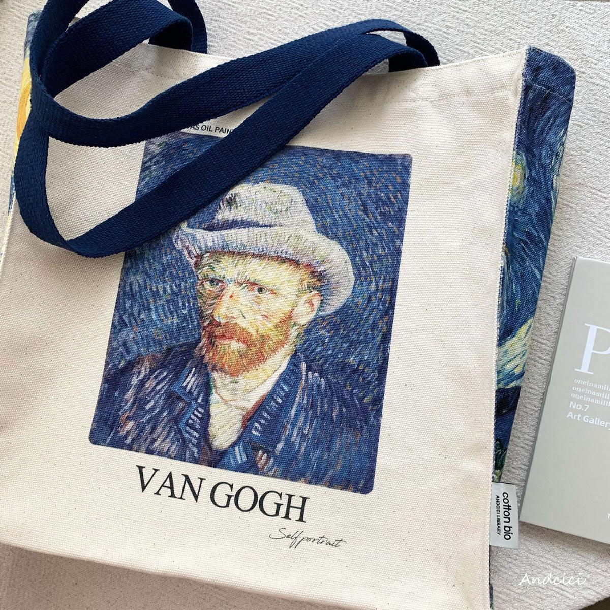 Vincent Van Gogh Self Portrait, 1887 Canvas Tote Bag with Zip - Andcici