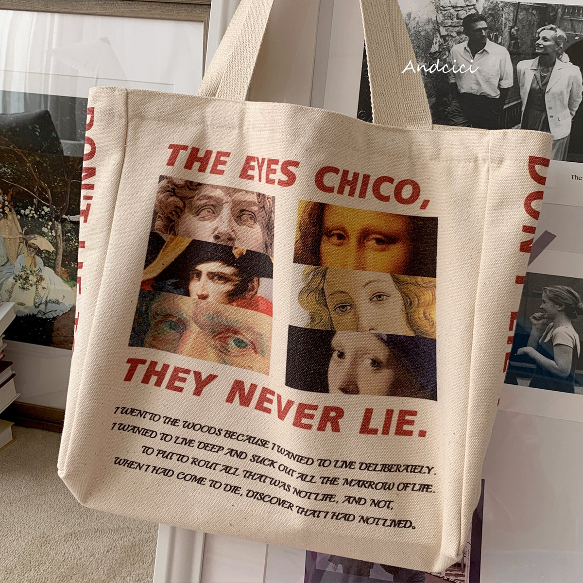 Eyes Never Lie Canvas Tote Bag with Zip