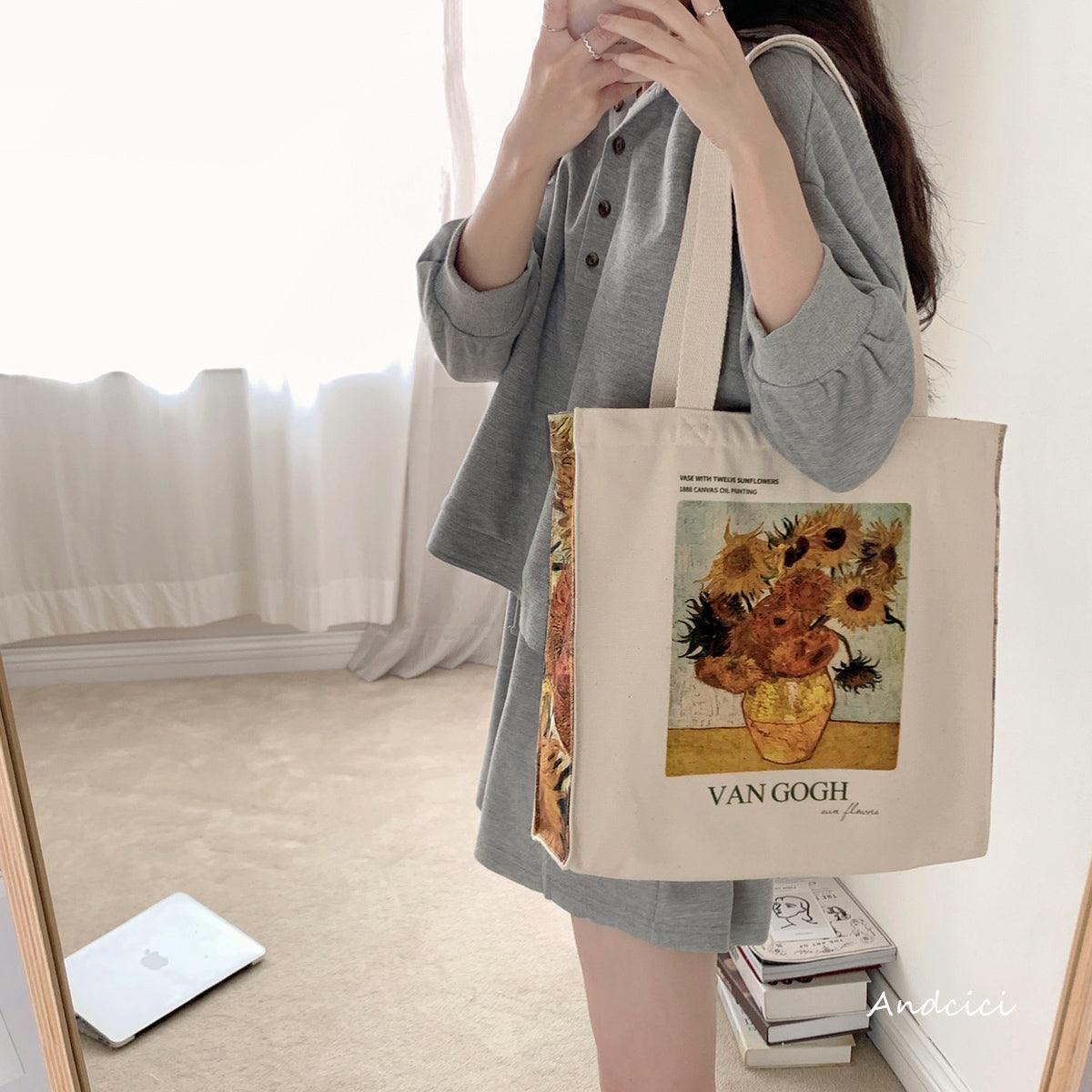 Vincent Van Gogh Sunflowers, 1888 Canvas Tote Bag with Zip - Andcici