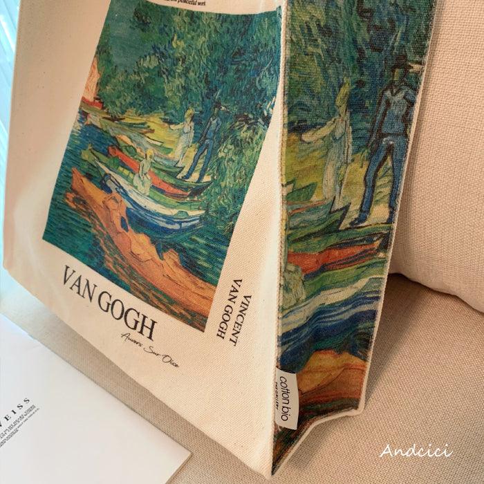 Vincent Van Gogh Bank of the Oise at Auvers, 1890 Canvas Tote Bag with Zip - Andcici