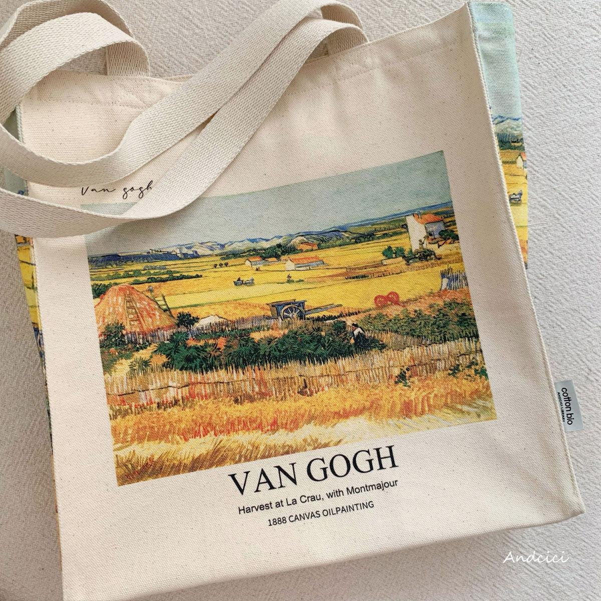 Vincent Van Gogh The Harvest, 1888 Canvas Tote Bag with Zip - Andcici