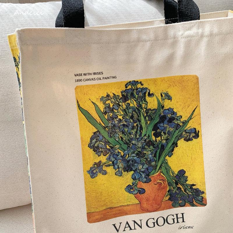 Vincent Van Gogh Vase with Irises, 1889-1890 Canvas Tote Bag with Zip - Andcici