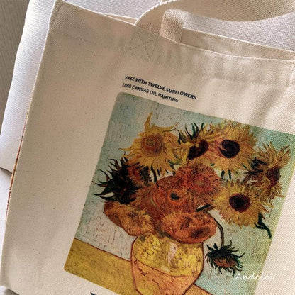 Vincent Van Gogh Sunflowers, 1888 Canvas Tote Bag with Zip - Andcici