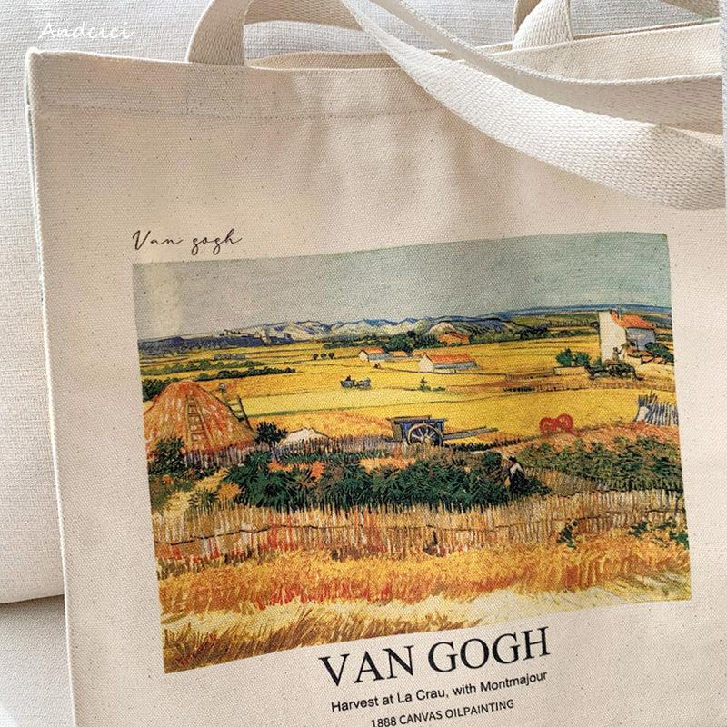 Vincent Van Gogh The Harvest, 1888 Canvas Tote Bag with Zip - Andcici