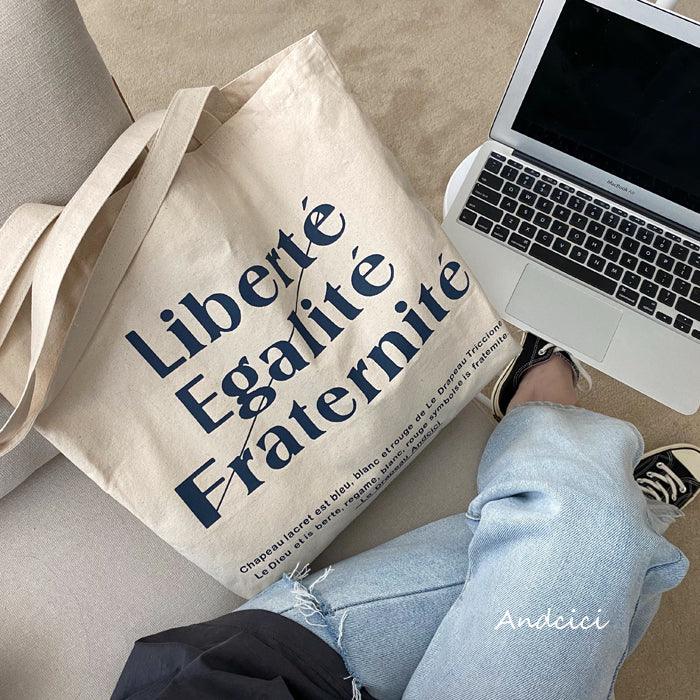 Liberté Egalité, Fraternité Canvas Tote Bag with Zip - Andcici