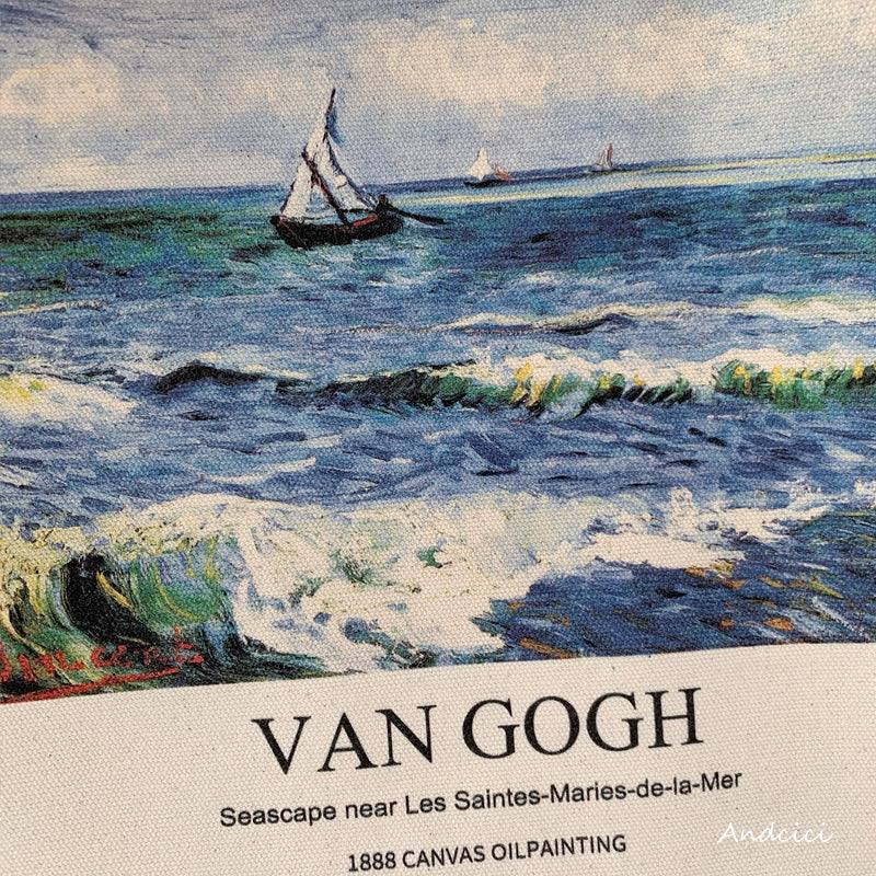 Vincent Van Gogh Seascape, 1888 Canvas Tote Bag with Zip - Andcici