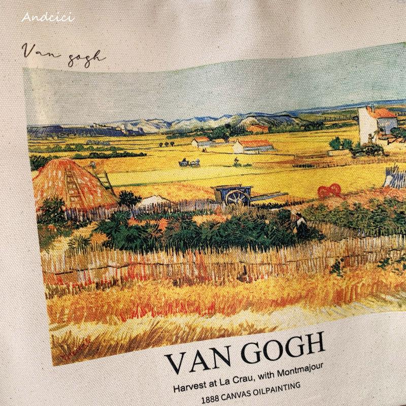 Vincent Van Gogh The Harvest, 1888 Canvas Tote Bag with Zip - Andcici