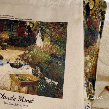 Claude Monet The Luncheon, 1873 Canvas Tote Bag with Zip - Andcici