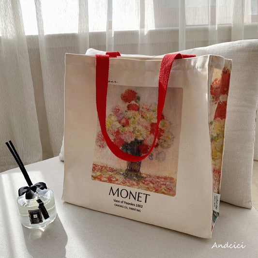 Claude Monet Vase of Peonies, 1882 Canvas Tote Bag with Zip - Andcici