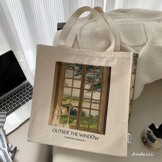 Outside The Window Canvas Tote Bag with Zip