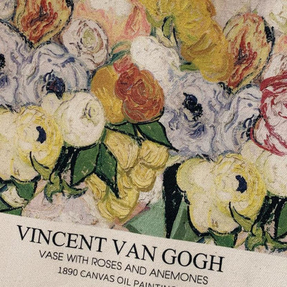 Vincent Van Gogh Vase with Roses and Anemones, 1890 Canvas Tote Bag with Zip - Andcici