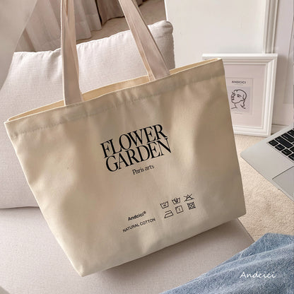 FLOWER GARDEN Canvas Tote Bag with Inner Zipped Pocket