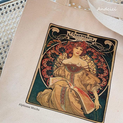 Alphonse Mucha F. Champenois, 1898 Canvas Tote Bag with Zip - Andcici