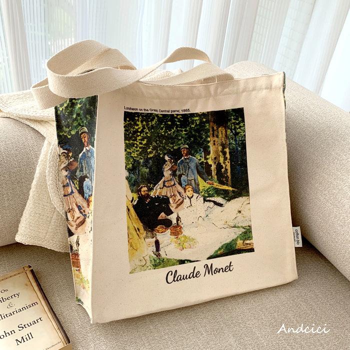 Claude Monet Luncheon on the Grass, 1866 Canvas Tote Bag with Zip - Andcici