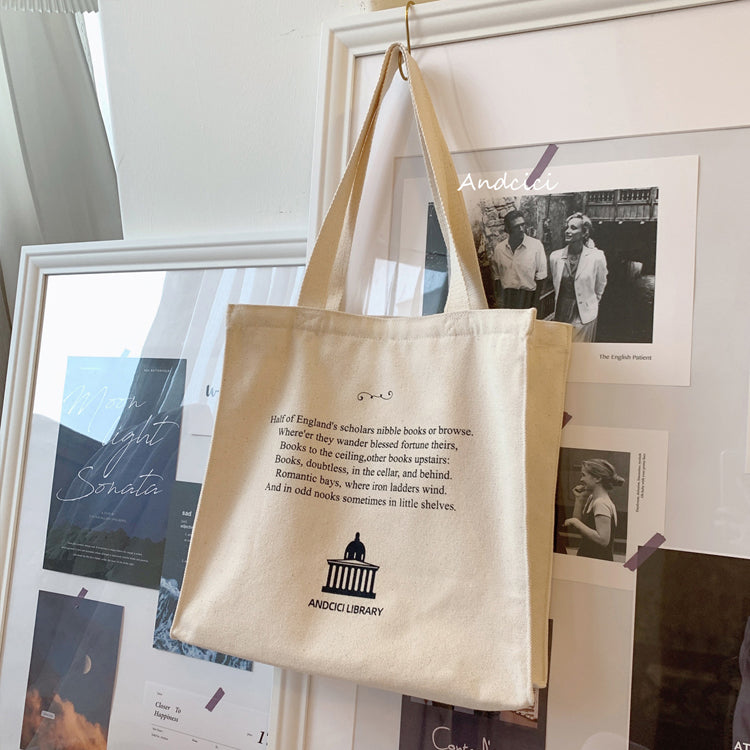 London Book Sellers Canvas Tote Bag with Inner Zipped Pocket