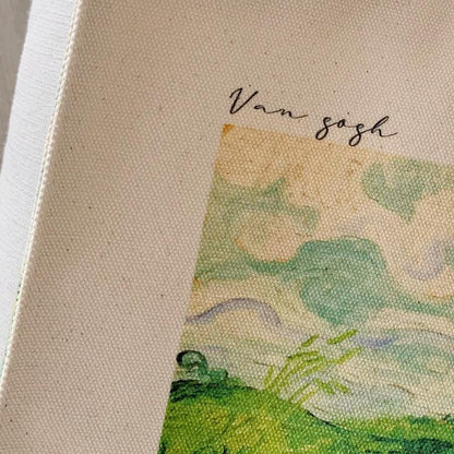 Vincent Van Gogh Green Wheat Fields at Auvers, 1890 Canvas Tote Bag with Zip - Andcici