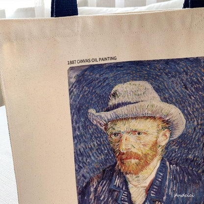 Vincent Van Gogh Self Portrait, 1887 Canvas Tote Bag with Zip - Andcici