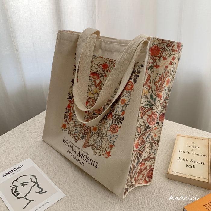 William Morris Pink & Rose, 1890 Canvas Tote Bag with Zip - Andcici