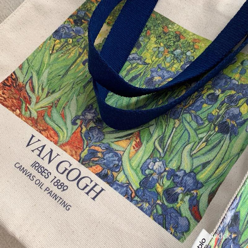 Vincent Van Gogh Irises, 1889 Canvas Tote Bag with Zip - Andcici