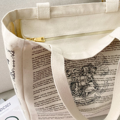 Harry Potter Inspired Hogwarts Tote Bag with Zip