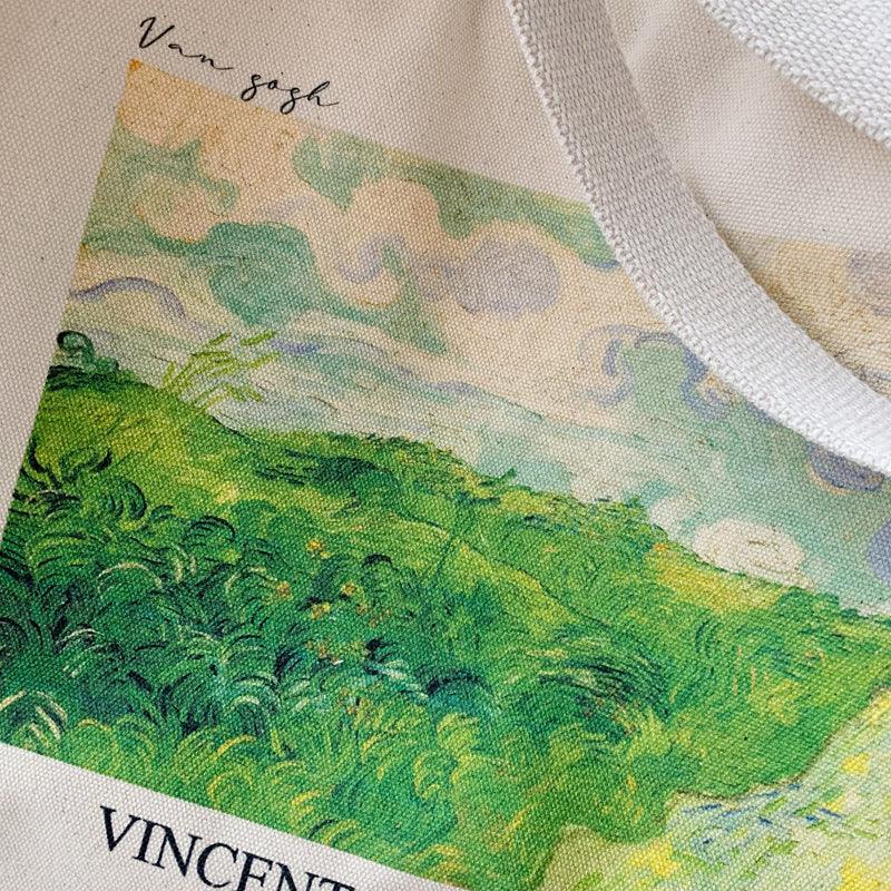 Vincent Van Gogh Green Wheat Fields at Auvers, 1890 Canvas Tote Bag with Zip - Andcici