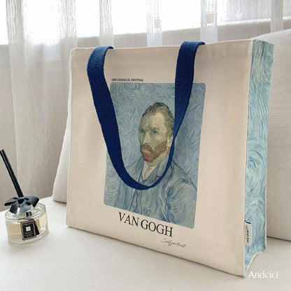 Vincent Van Gogh Self Portrait,  1889 Canvas Tote Bag with Zip - Andcici