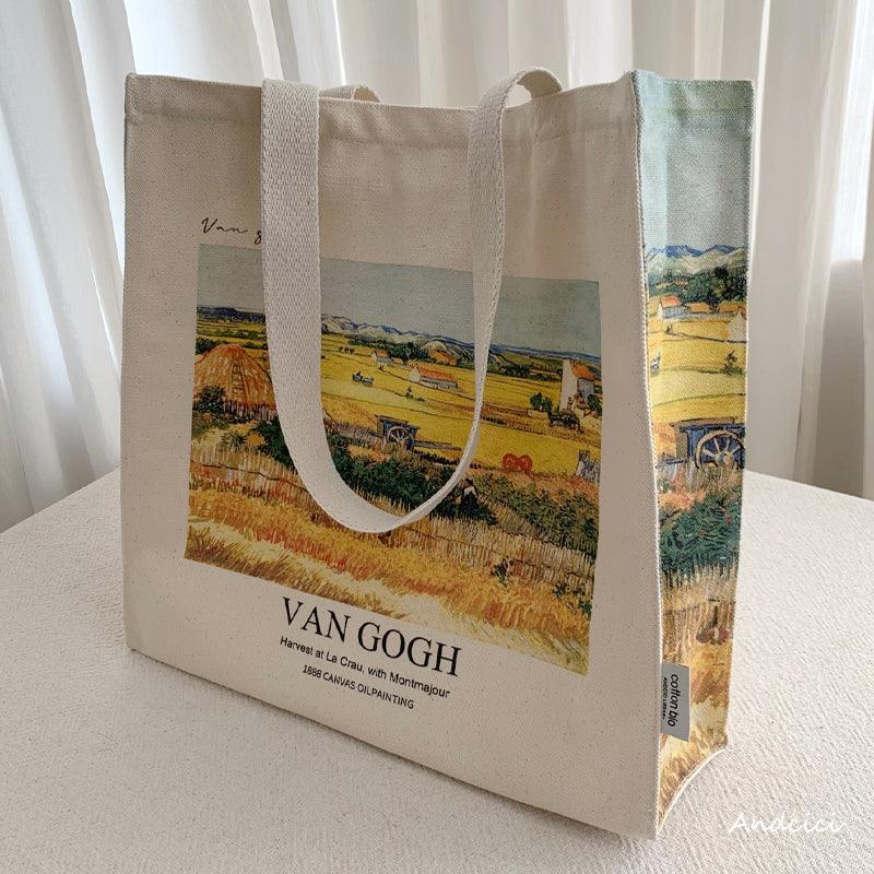 Vincent Van Gogh The Harvest, 1888 Canvas Tote Bag with Zip - Andcici