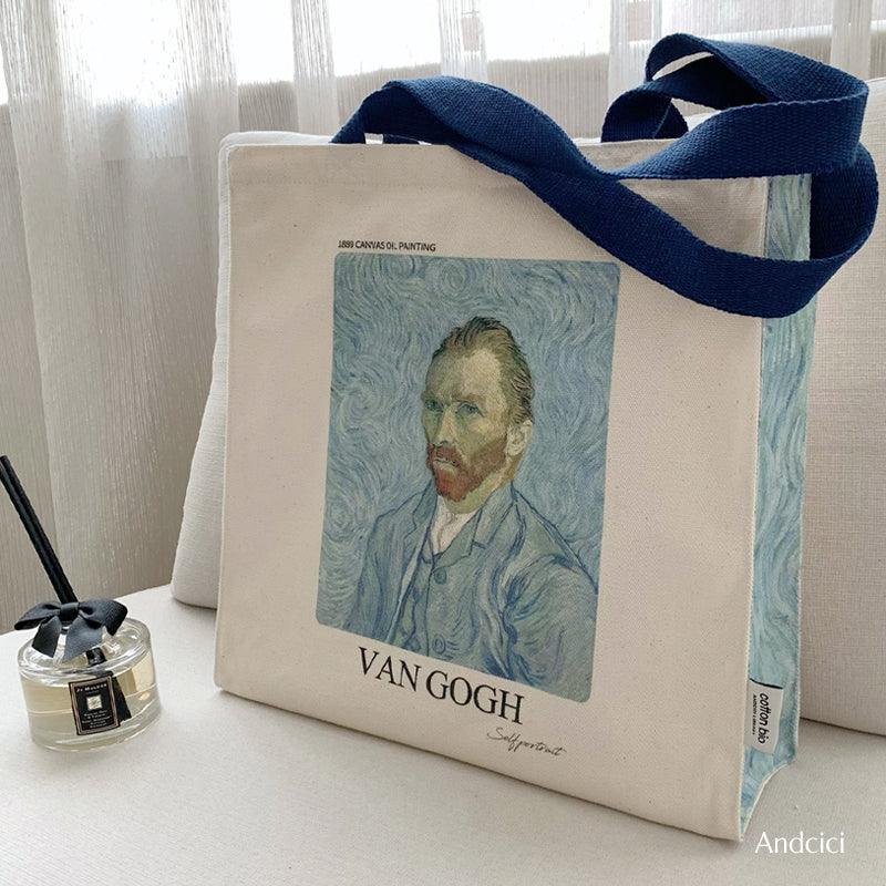 Vincent Van Gogh Self Portrait,  1889 Canvas Tote Bag with Zip - Andcici