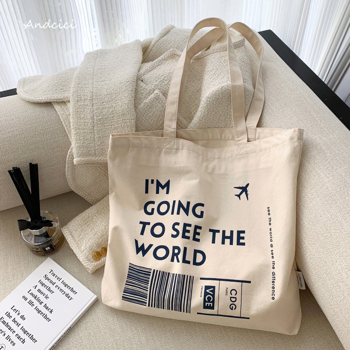 I'm going to see the World Canvas Tote Bag with Inner Zipped Pocket