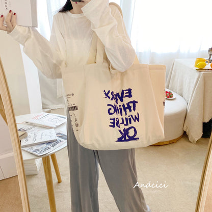 Everything Will Be Ok Canvas Tote Bag with Zip